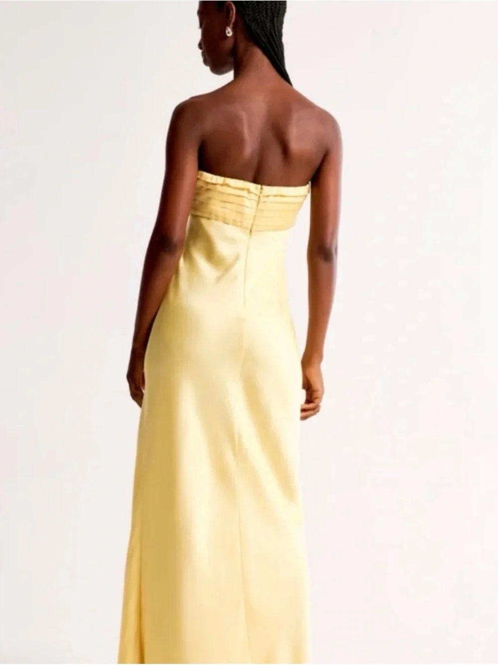 NWT Abercrombie & Fitch Emerson Strapless Sunny Yellow Satin Maxi Slip Dress